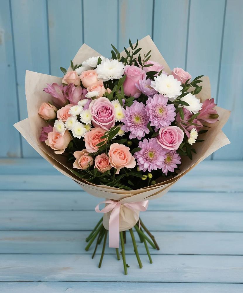 Букет цветов из: Хризантемы, Розы и Альстромерии в Альбурикенте