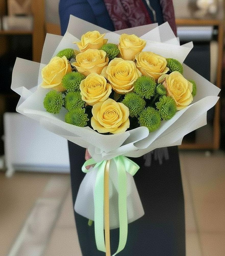 Букет цветов из: Хризантемы и Розы в Альбурикенте