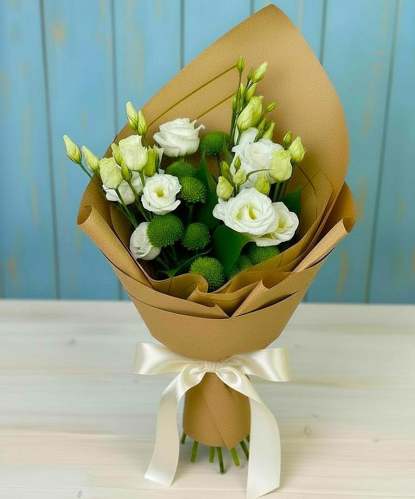 Букет цветов из: Хризантемы и Лизиантусы в Альбурикенте