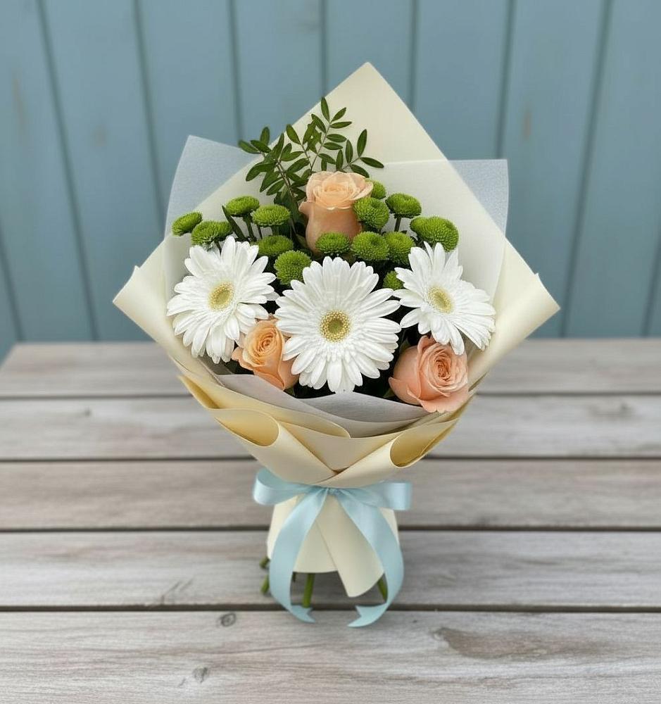 Букет цветов из: Герберы, Розы и Хризантемы в Альбурикенте