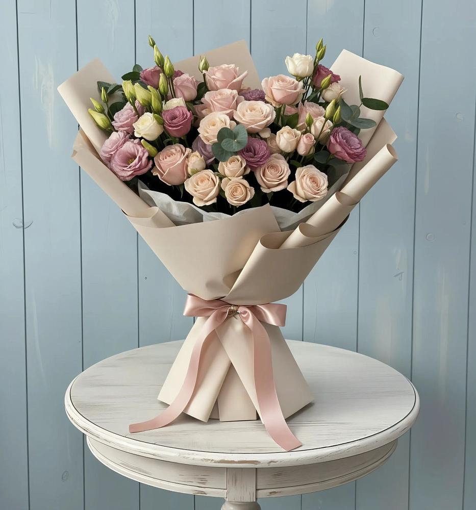 Букет цветов из: Розы и Лизиантусы в Альбурикенте