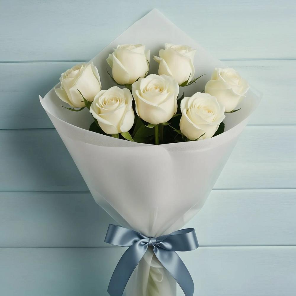 Букет 7 Белых роз Эдлесс Лав в Альбурикенте
