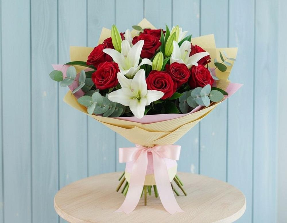 Букет цветов из: Лилии и Розы в Альбурикенте